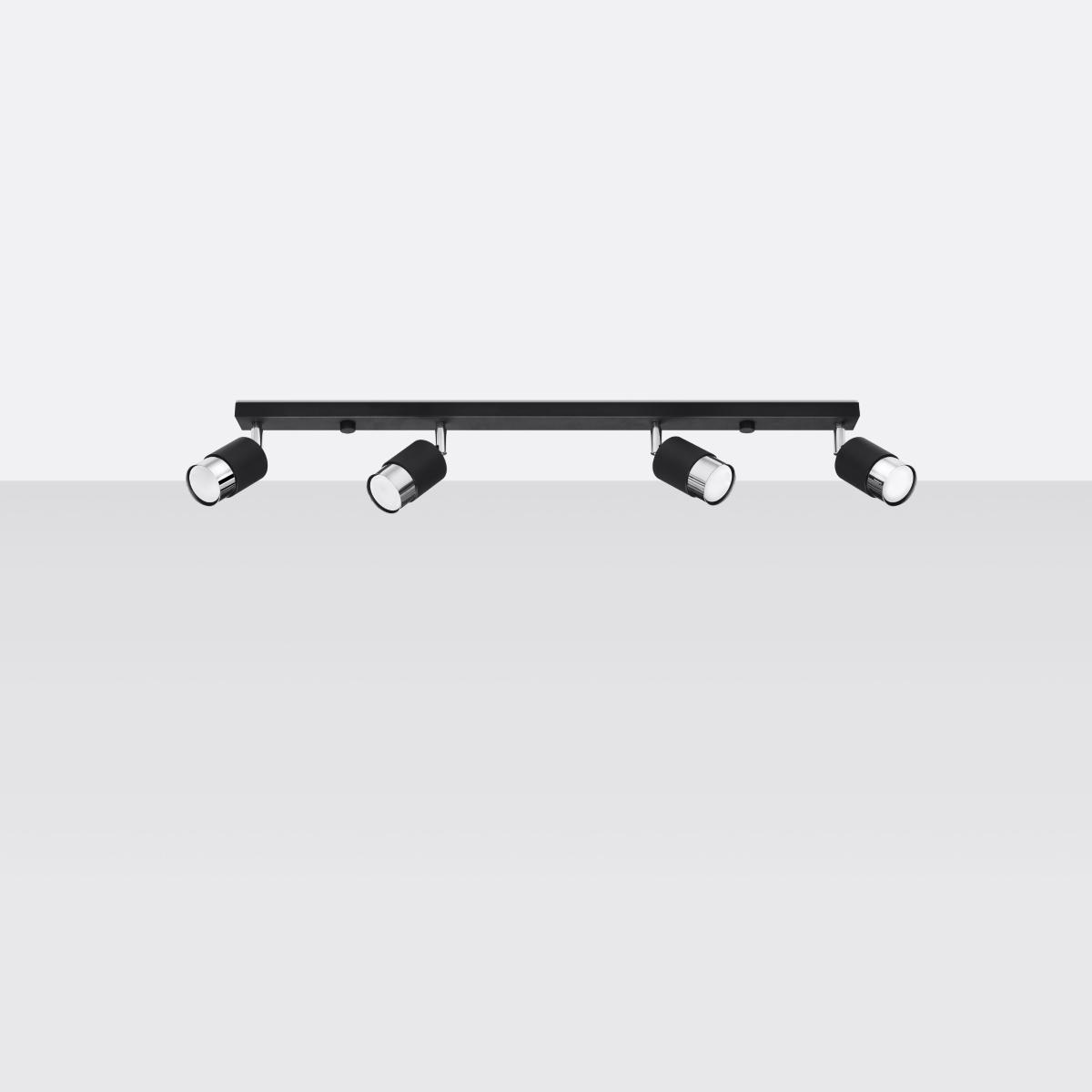 Sollux Lámpara de techo NERO 4 negro/cromo 