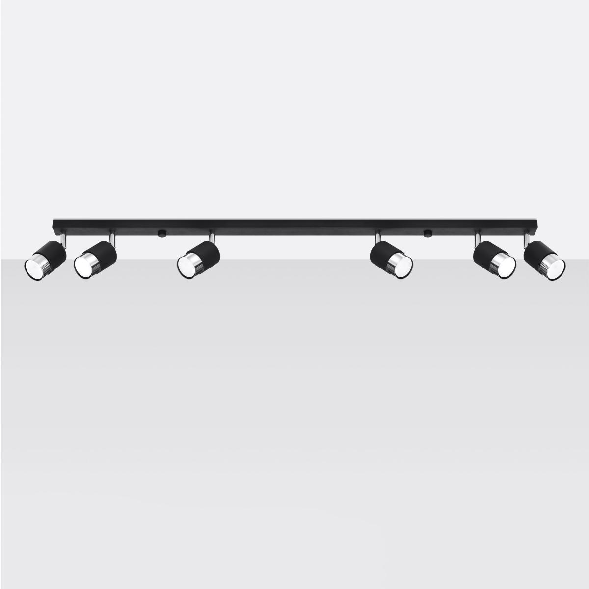 Sollux Lámpara de techo NERO 6 negro/cromo 