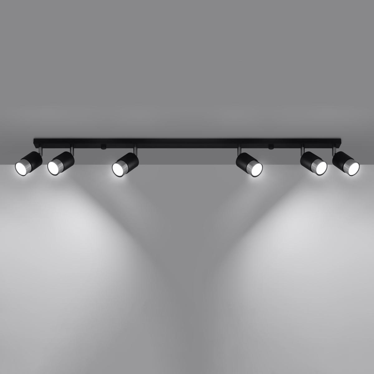 Sollux Lámpara de techo NERO 6 negro/cromo 