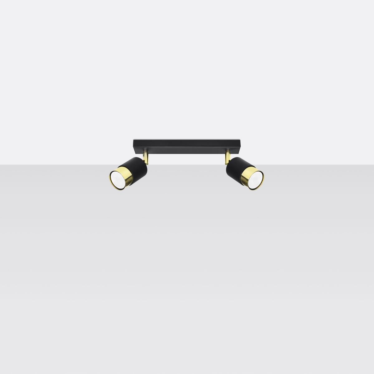 Sollux Lámpara de techo NERO 2 negro/dorado 