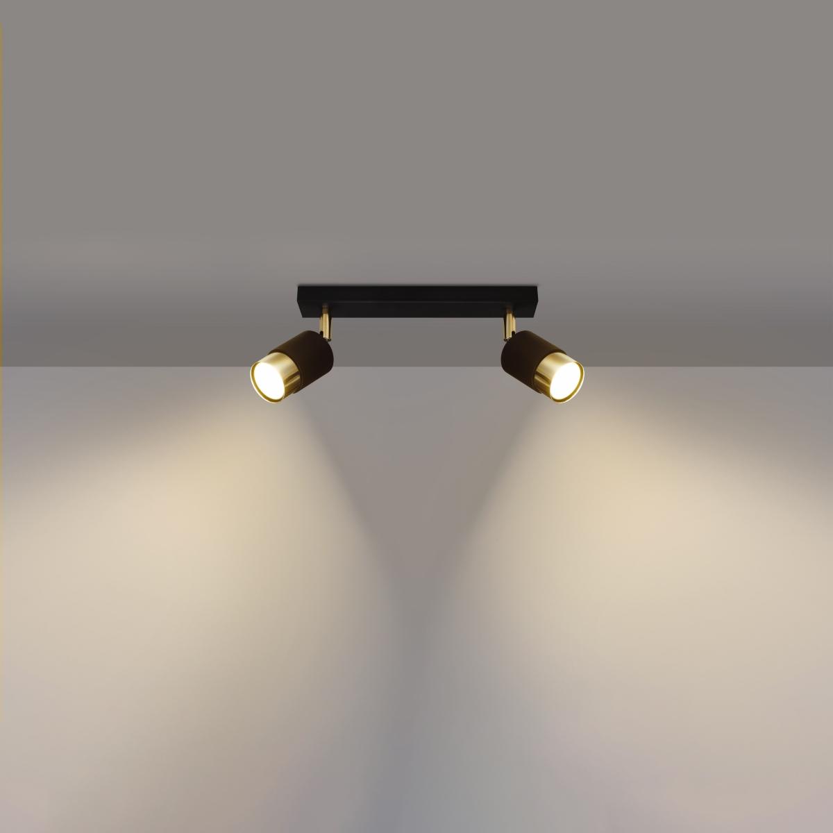 Sollux Lámpara de techo NERO 2 negro/dorado 