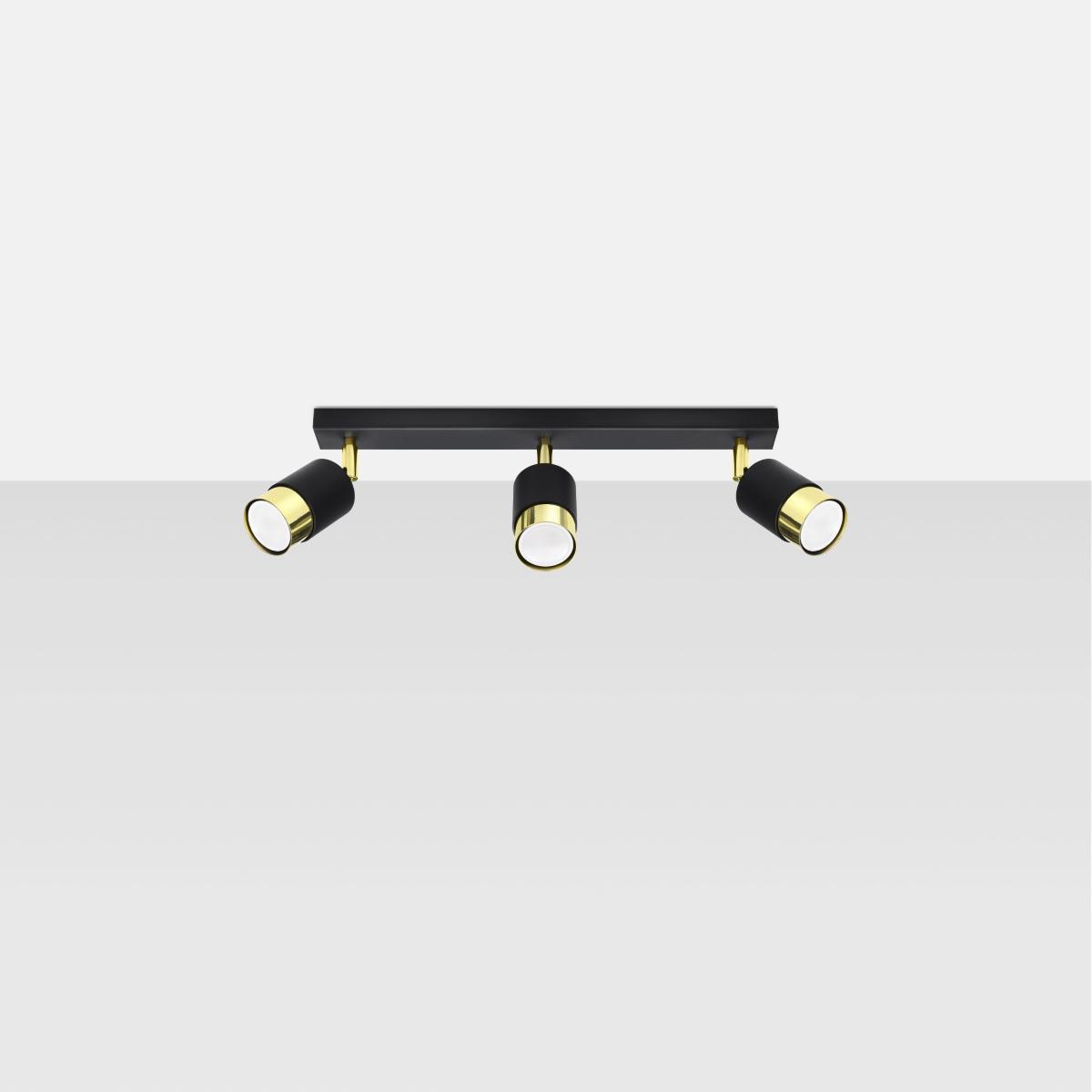 Sollux Lámpara de techo NERO 3 negro/dorado 