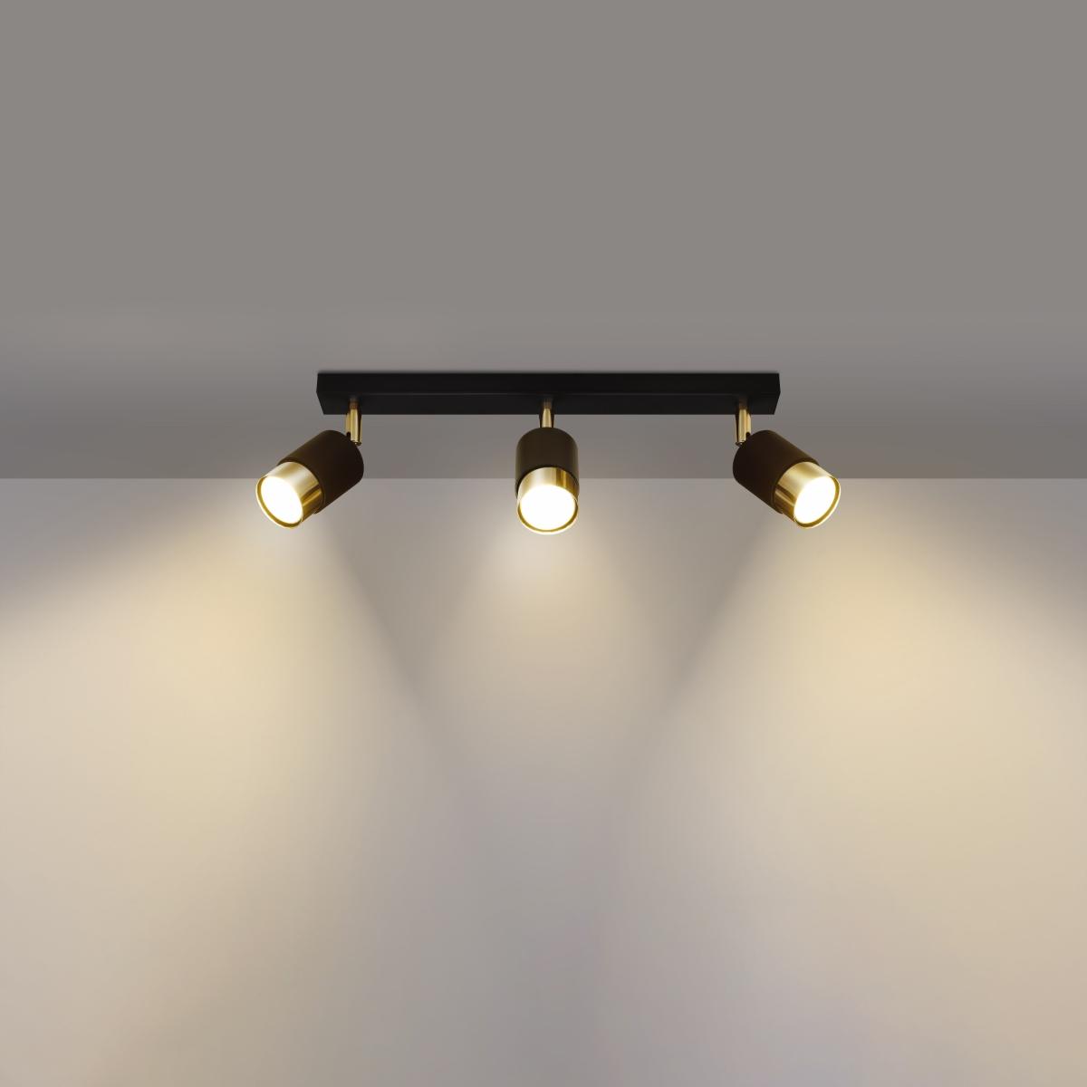 Sollux Lámpara de techo NERO 3 negro/dorado 