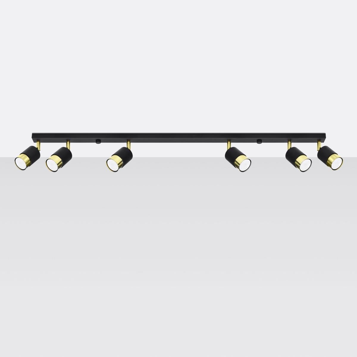 Sollux Lámpara de techo NERO 6 negro/dorado 