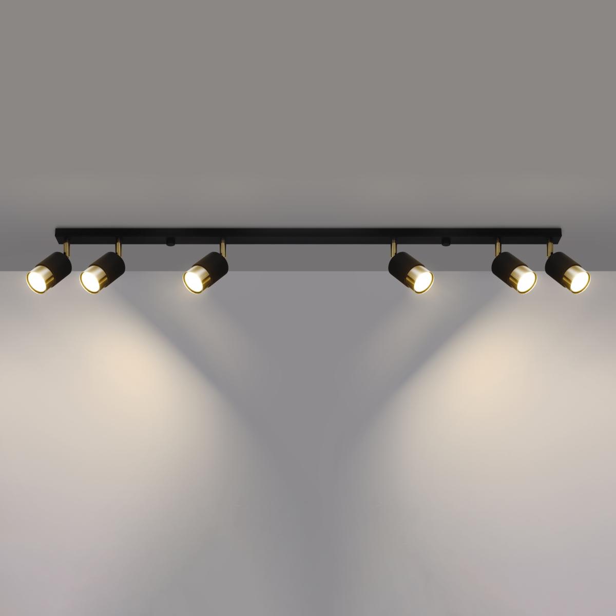 Sollux Lámpara de techo NERO 6 negro/dorado 