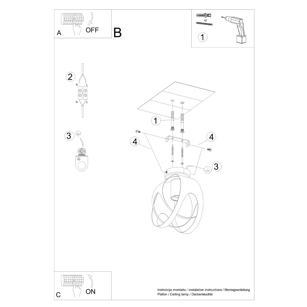 Sollux Lámpara de techo TULOS negro 