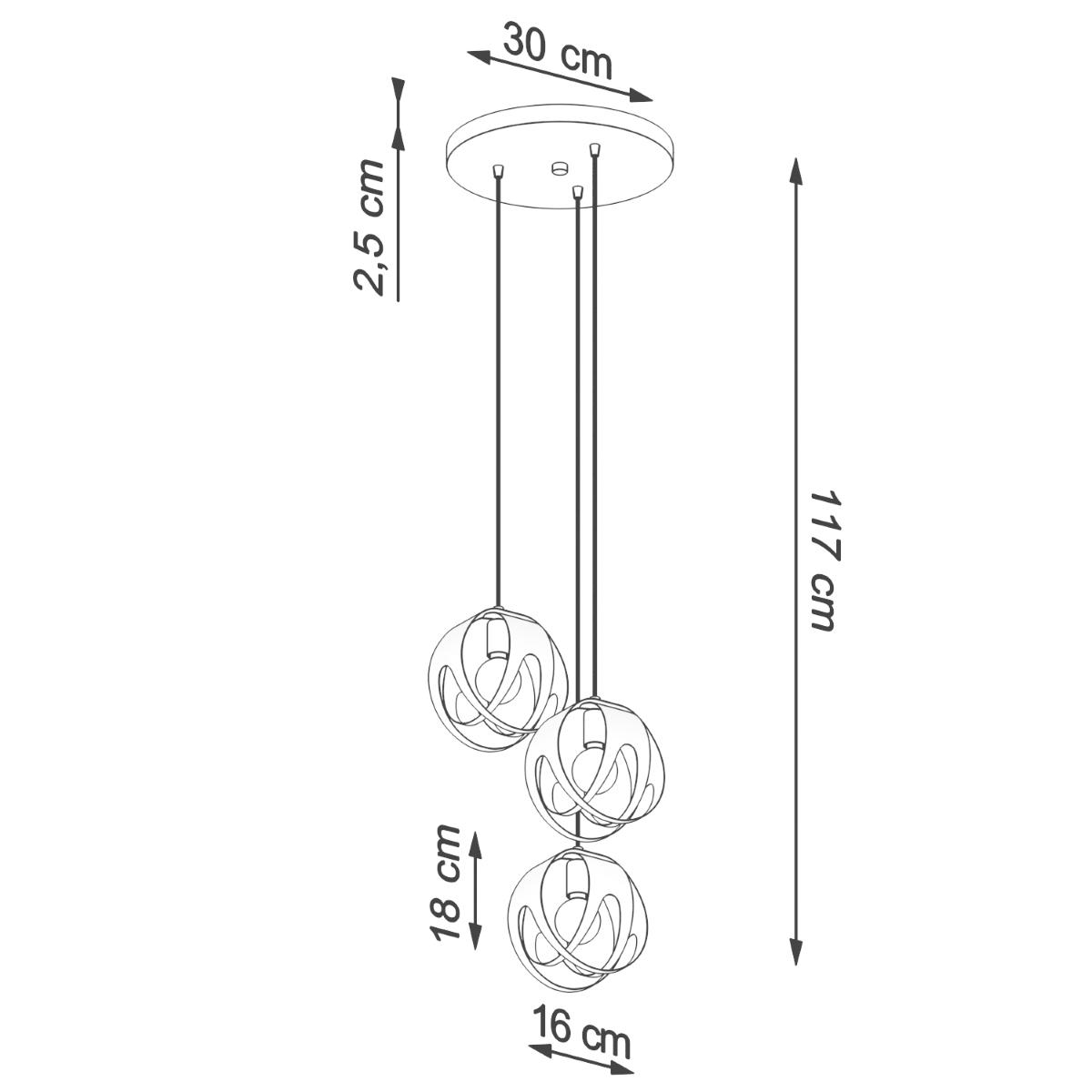 Sollux Lámpara colgante TULOS 3P negra 