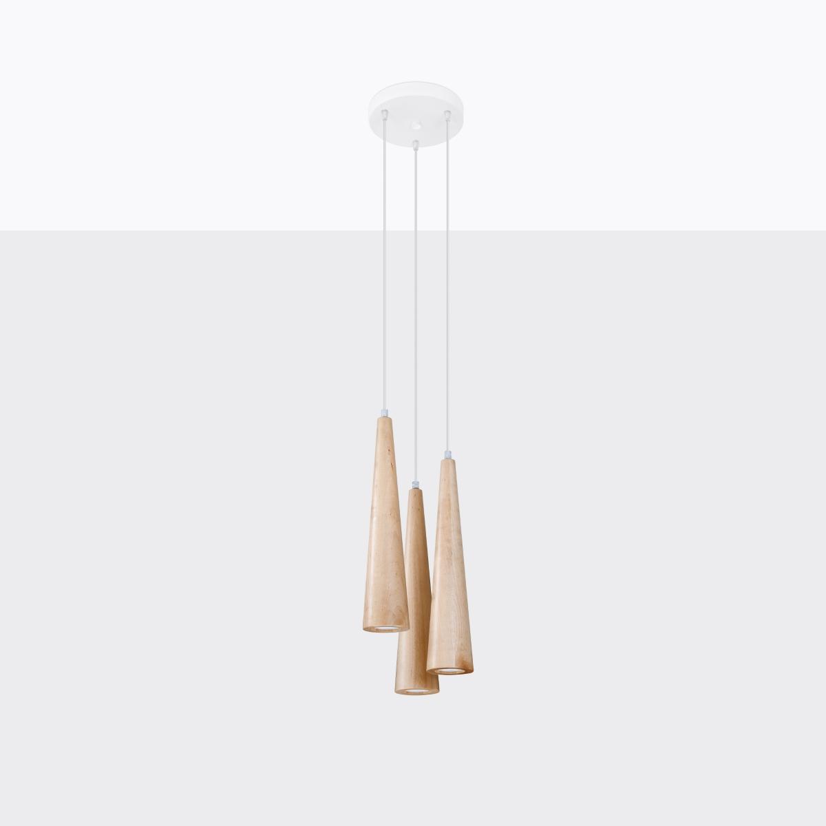 Sollux Lámpara colgante SULA 3P madera natural 
