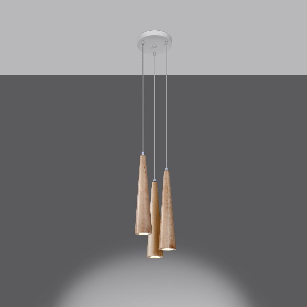 Sollux Lámpara colgante SULA 3P madera natural 