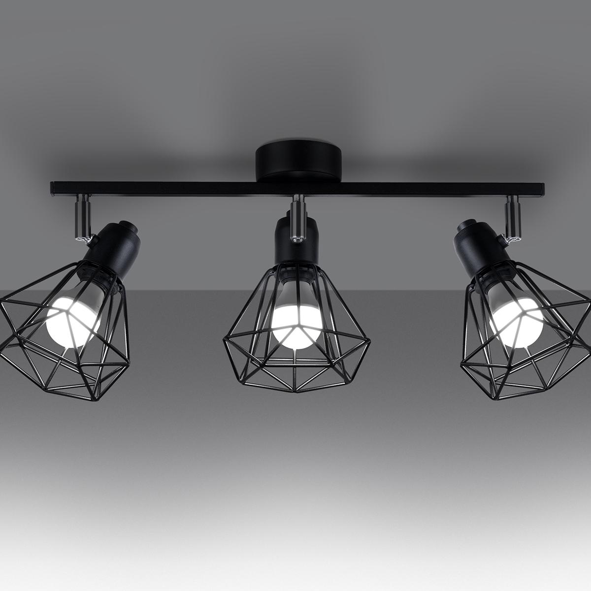 Sollux Lámpara de techo ARTEMIS 3 negro 