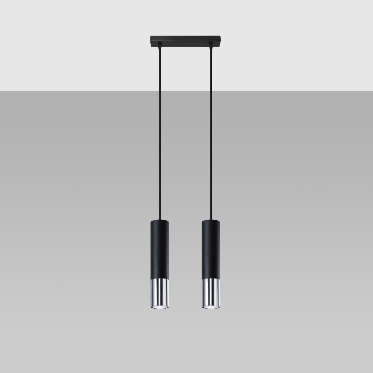 Sollux Lámpara colgante LOOPEZ 2 negro/cromo 