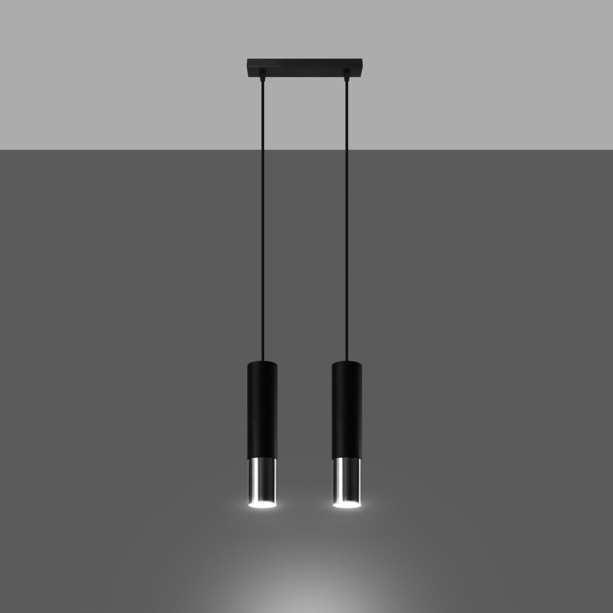 Sollux Lámpara colgante LOOPEZ 2 negro/cromo 