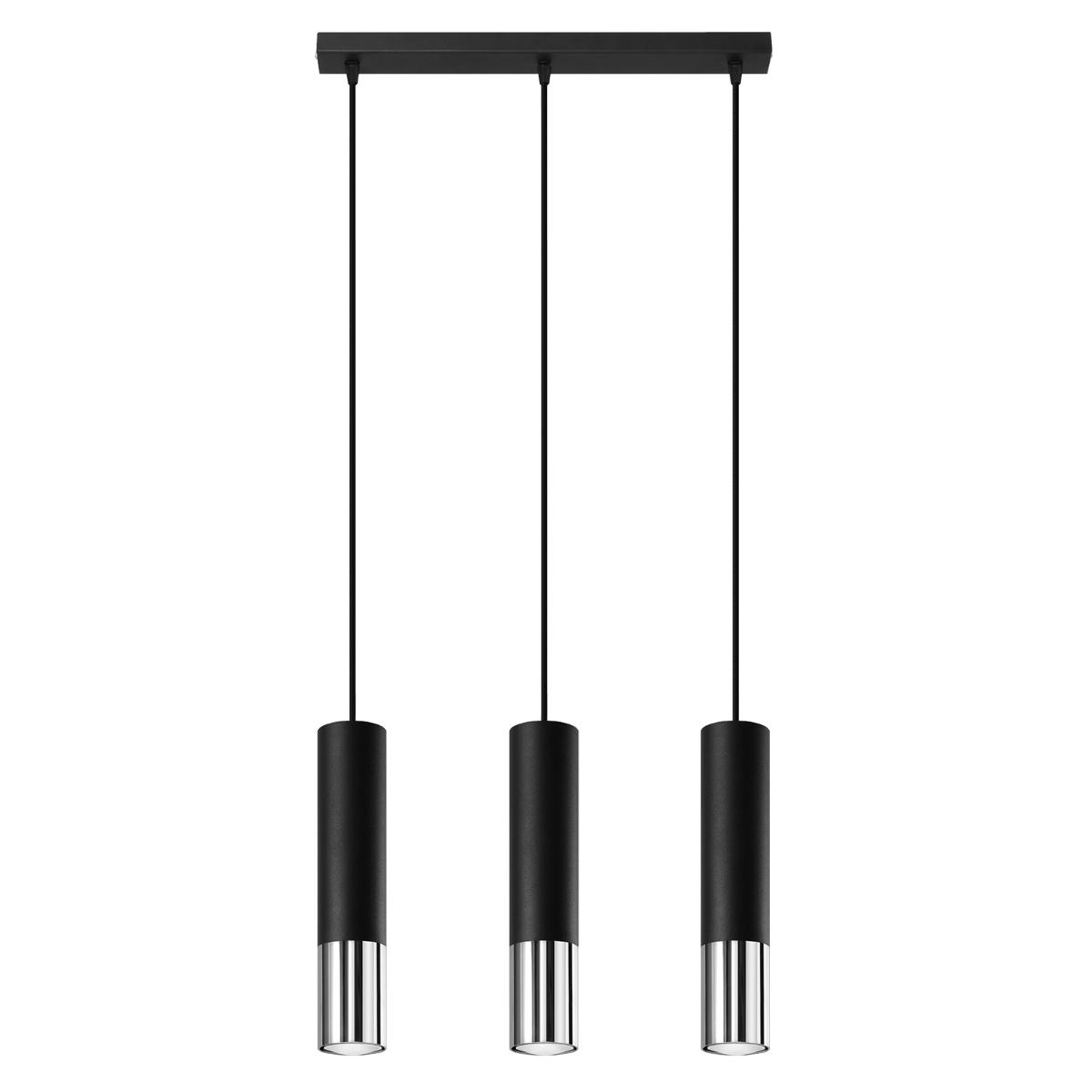 Sollux Lámpara colgante LOOPEZ 3L negro/cromo 
