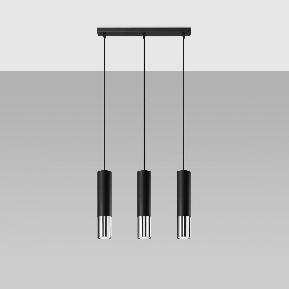 Sollux Lámpara colgante LOOPEZ 3L negro/cromo 