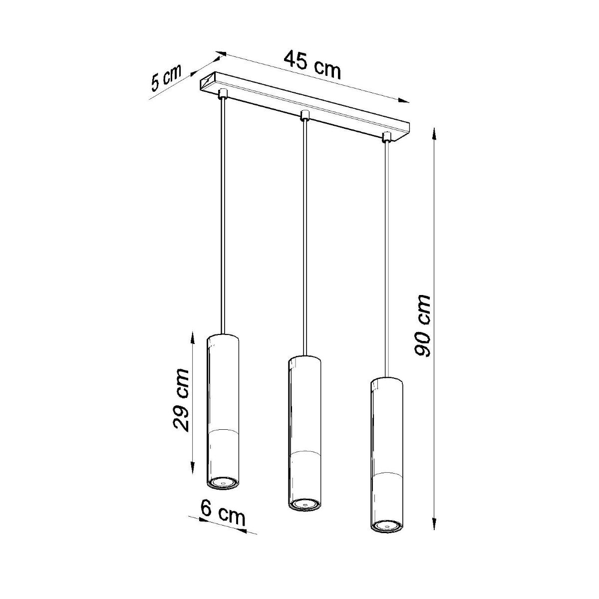 Sollux Lámpara colgante LOOPEZ 3L negro/cromo 