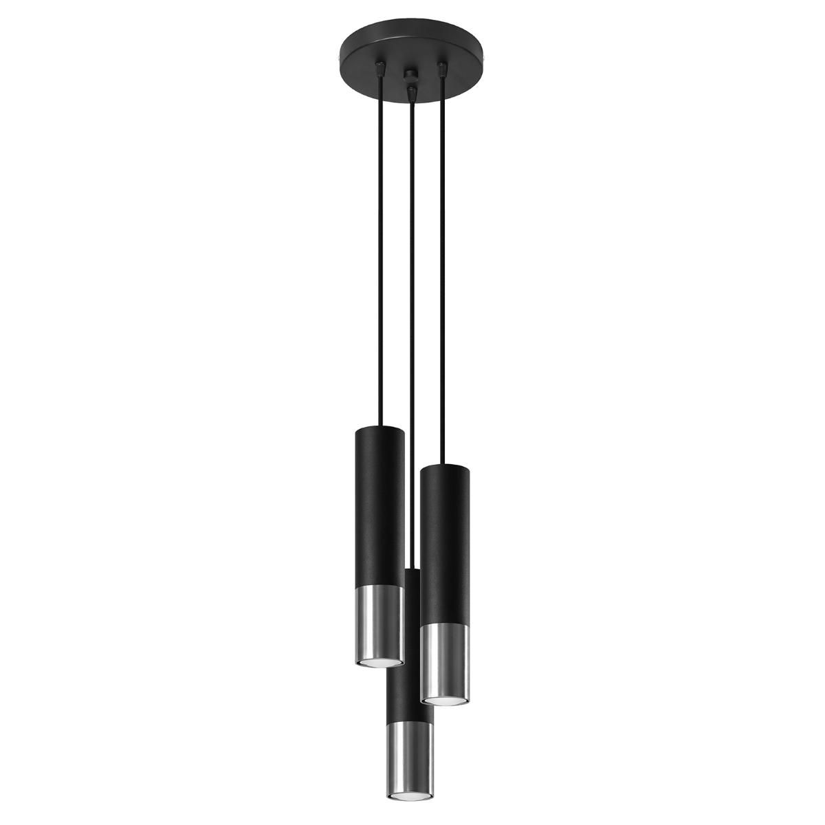 Sollux Lámpara colgante LOOPEZ 3P negro/cromo 