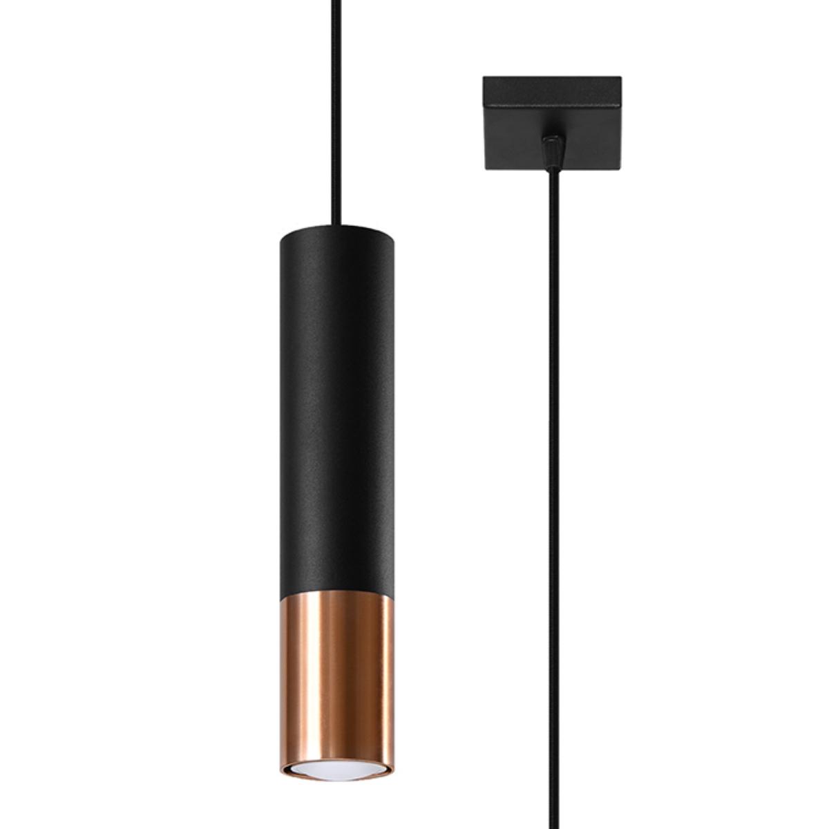 Sollux Lámpara colgante LOOPEZ 1 negro/cobre 