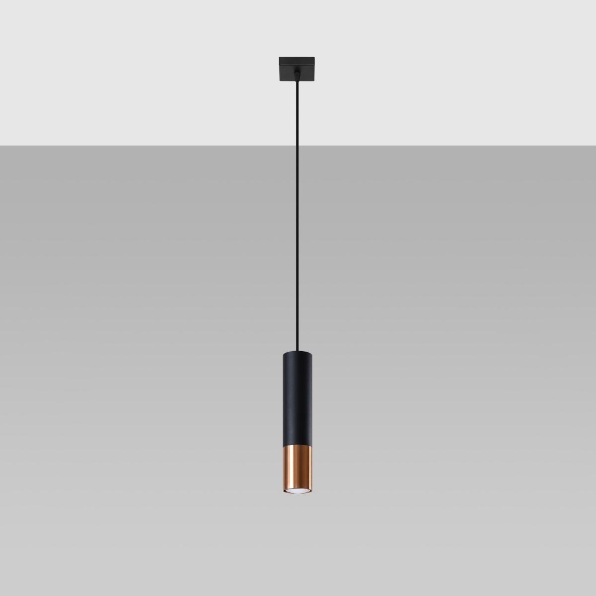 Sollux Lámpara colgante LOOPEZ 1 negro/cobre 