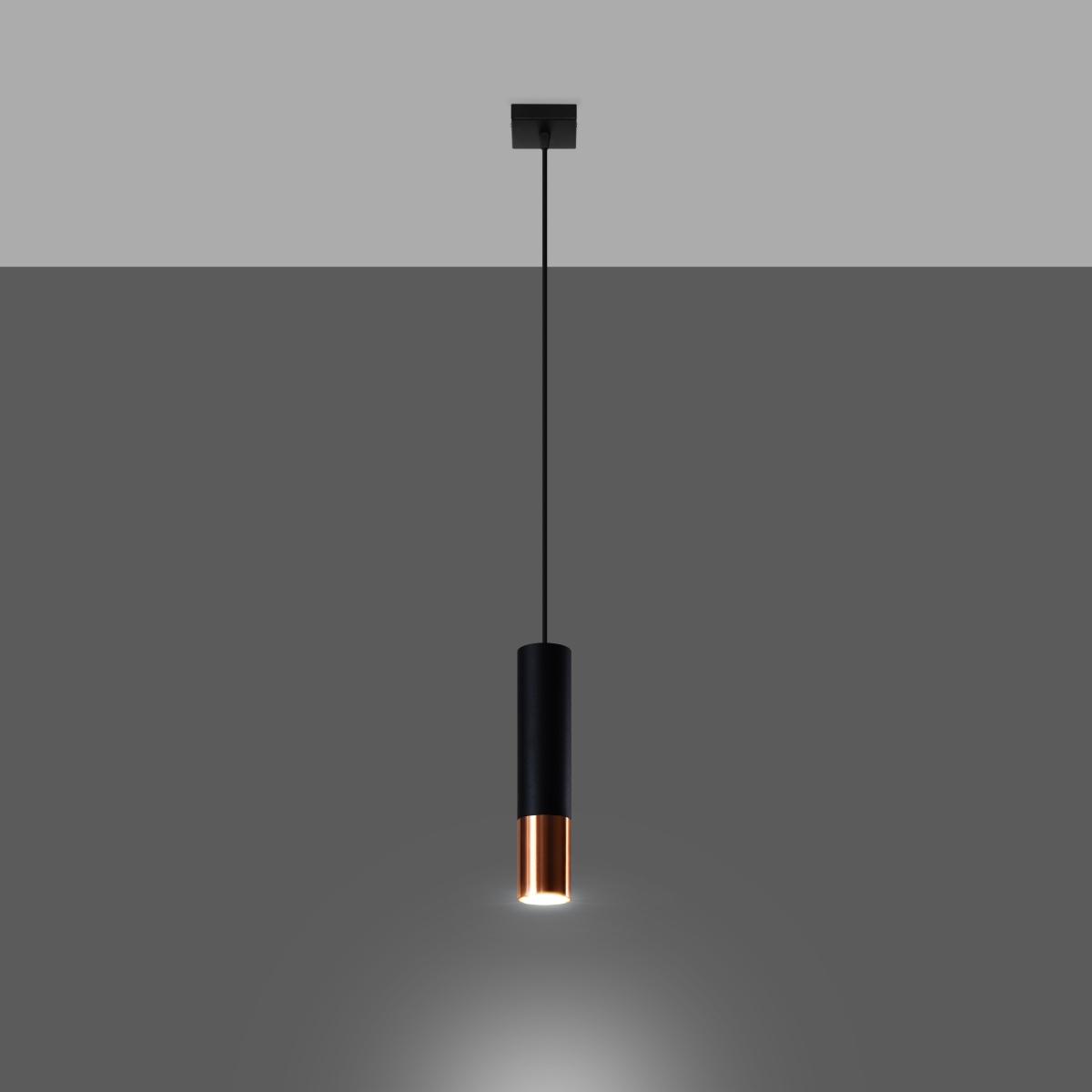 Sollux Lámpara colgante LOOPEZ 1 negro/cobre 