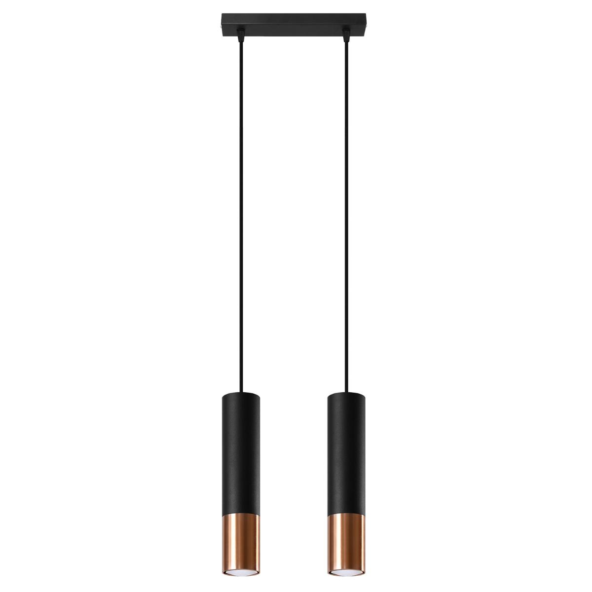 Sollux Lámpara colgante LOOPEZ 2 negro/cobre 