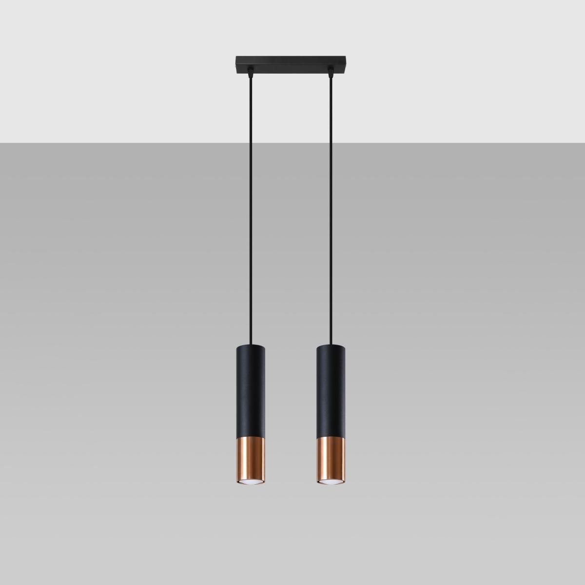 Sollux Lámpara colgante LOOPEZ 2 negro/cobre 