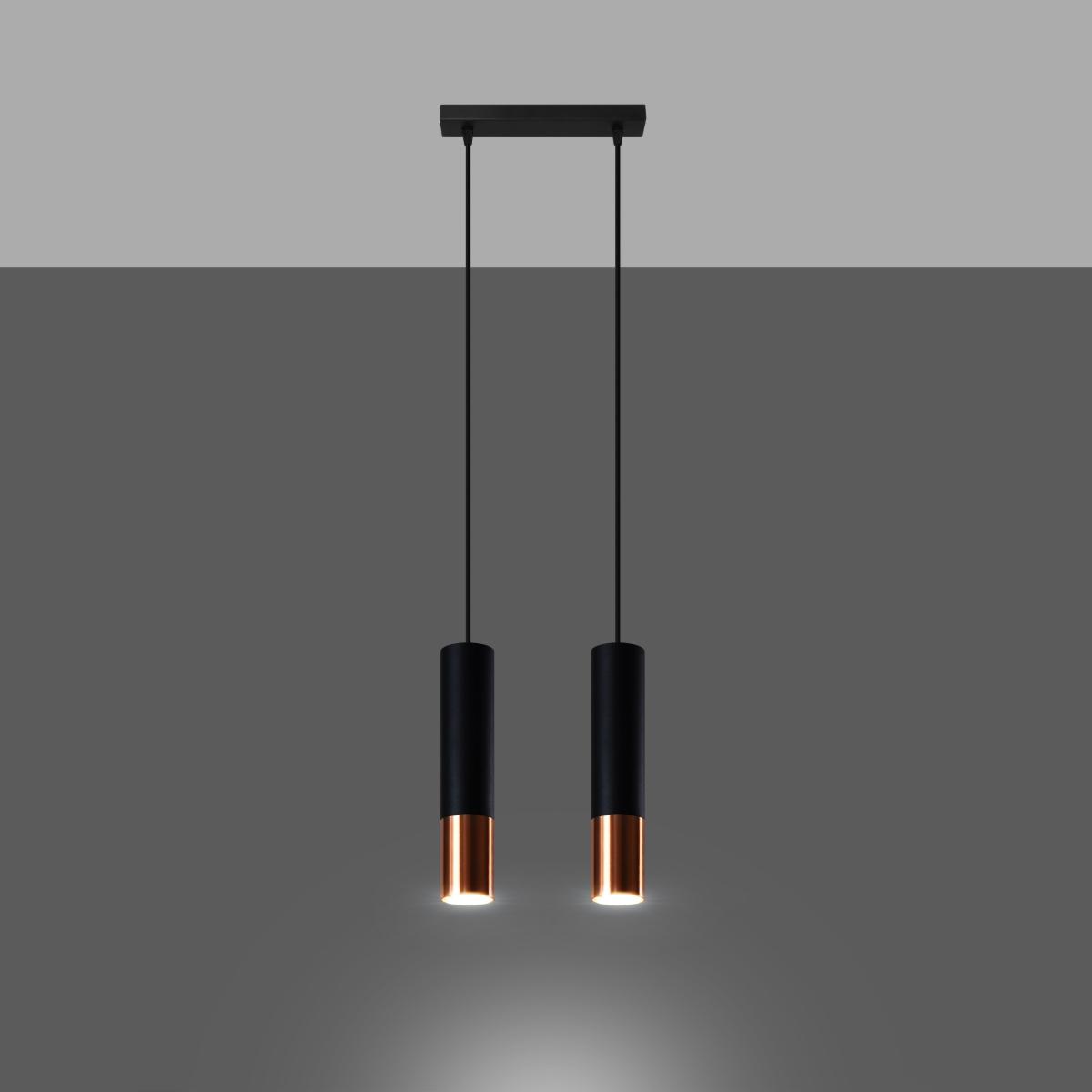 Sollux Lámpara colgante LOOPEZ 2 negro/cobre 