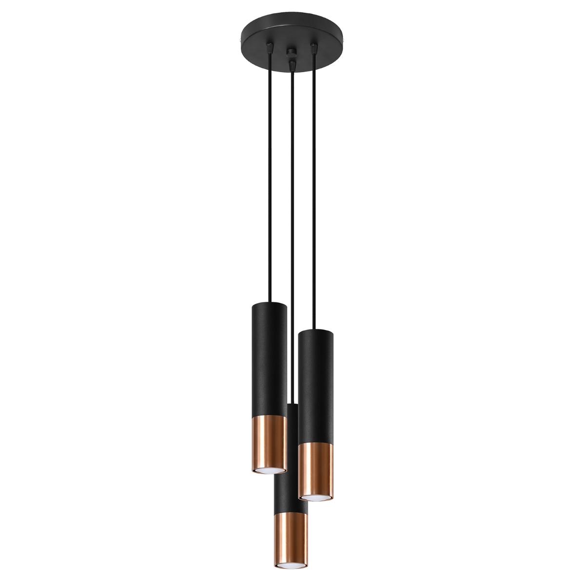 Sollux Lámpara colgante LOOPEZ 3P negro/cobre 