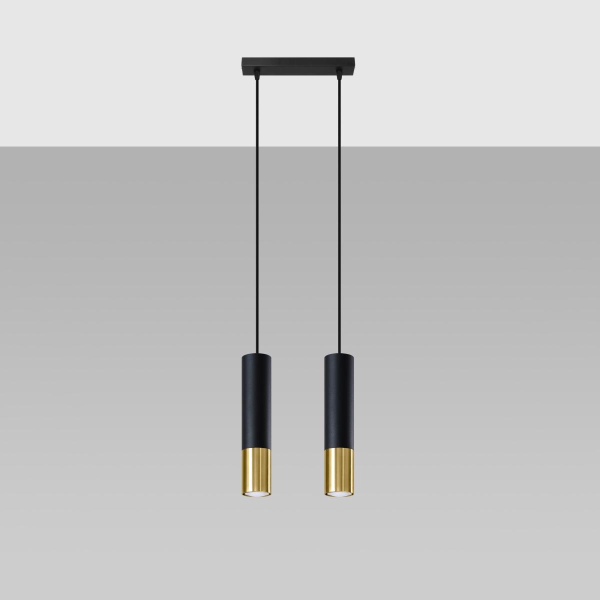 Sollux Lámpara colgante LOOPEZ 2 negro/dorado 