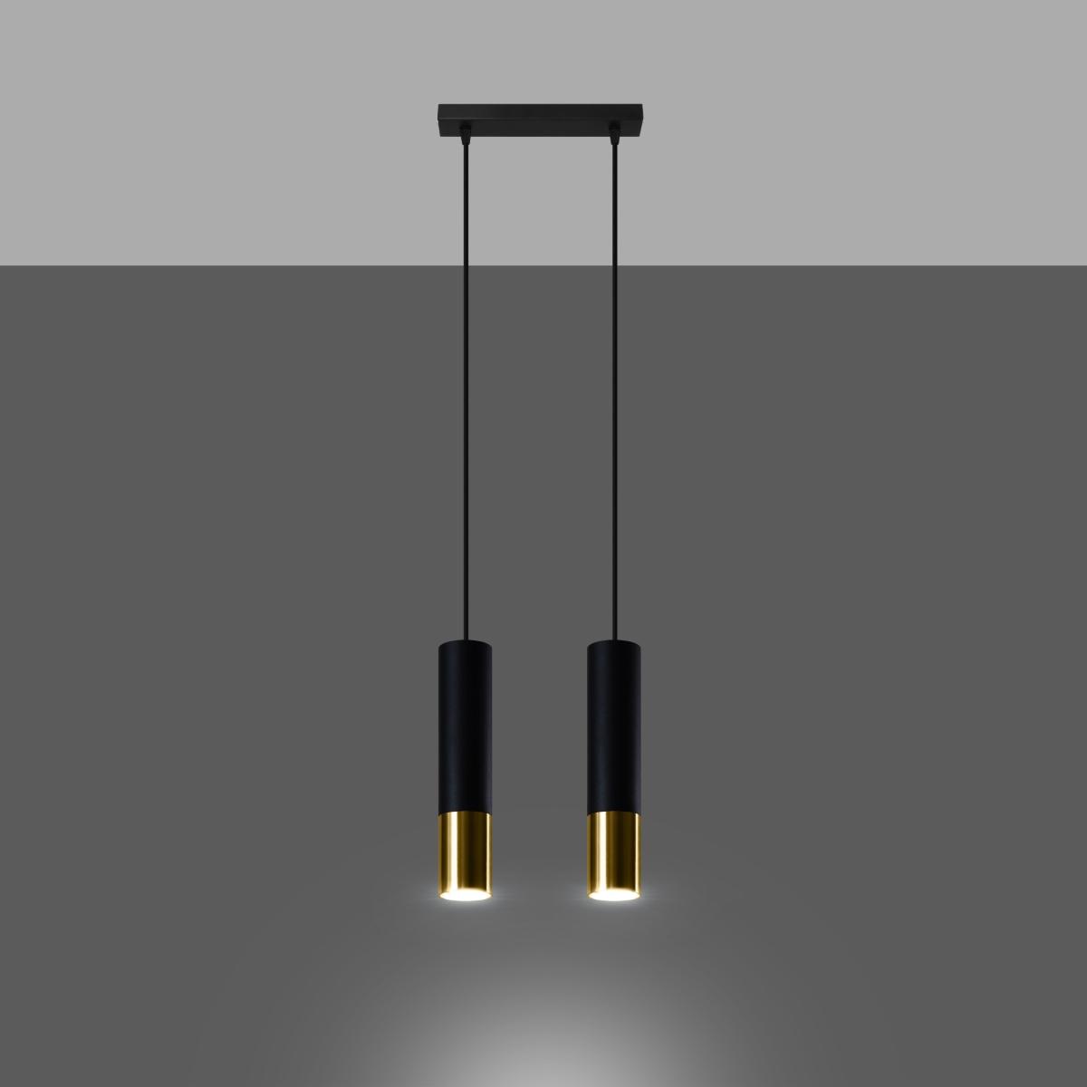 Sollux Lámpara colgante LOOPEZ 2 negro/dorado 