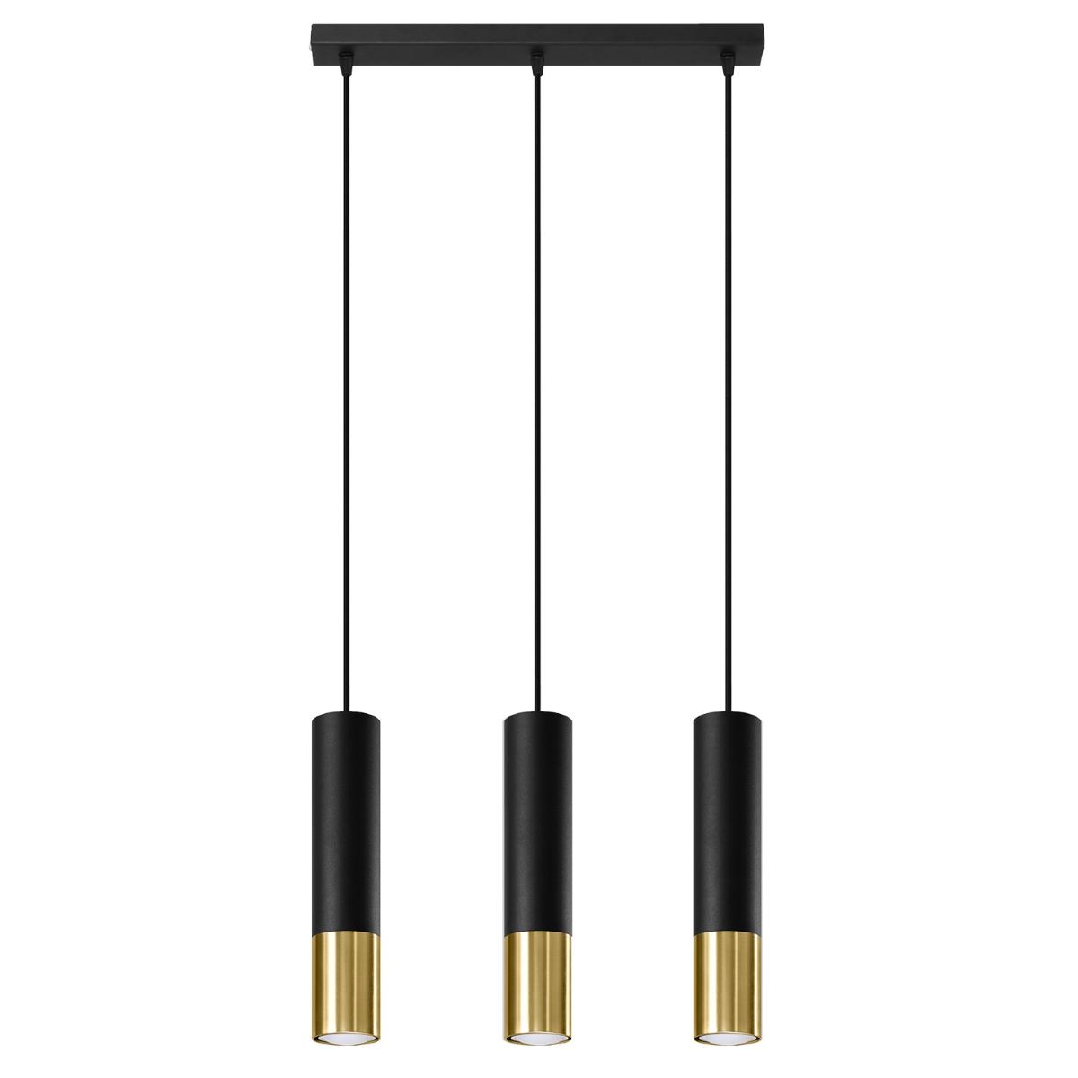 Sollux Lámpara colgante LOOPEZ 3L negro/dorado 