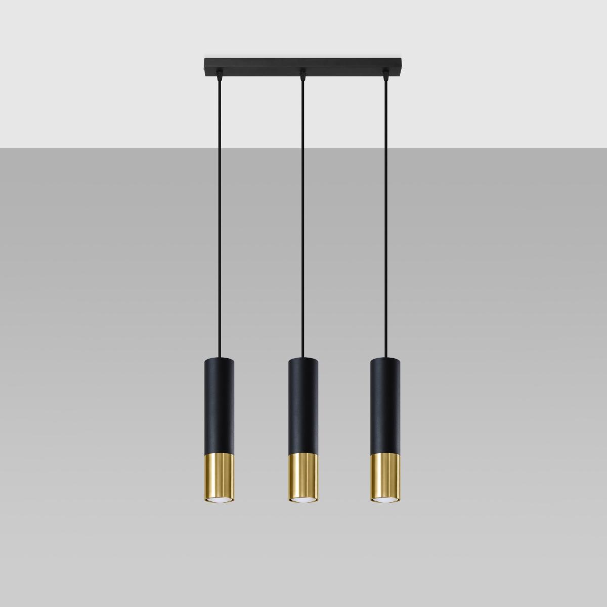 Sollux Lámpara colgante LOOPEZ 3L negro/dorado 