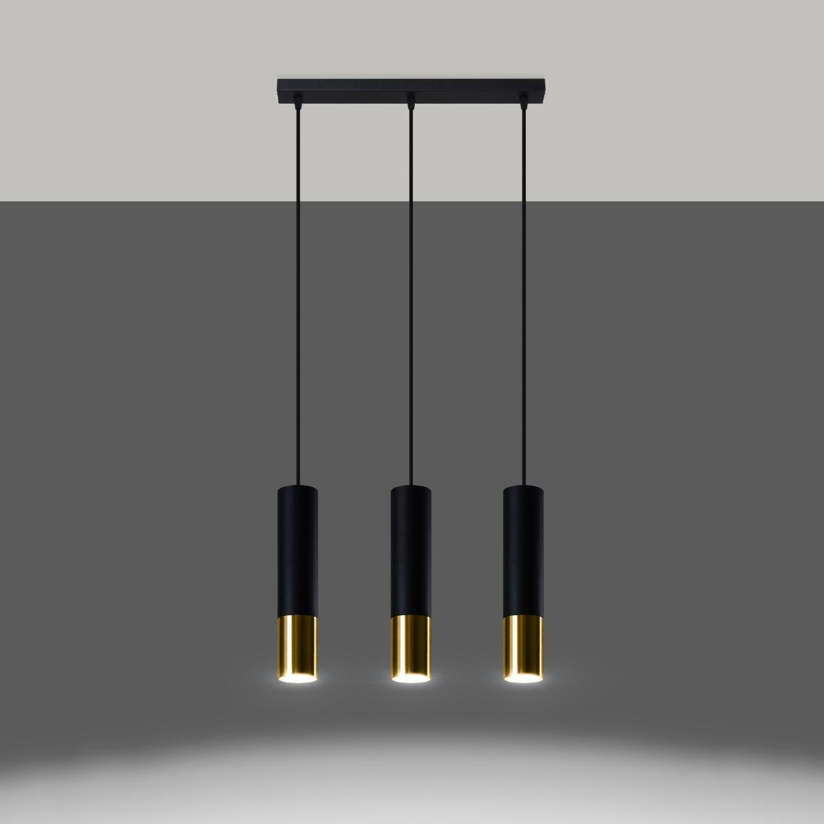 Sollux Lámpara colgante LOOPEZ 3L negro/dorado 