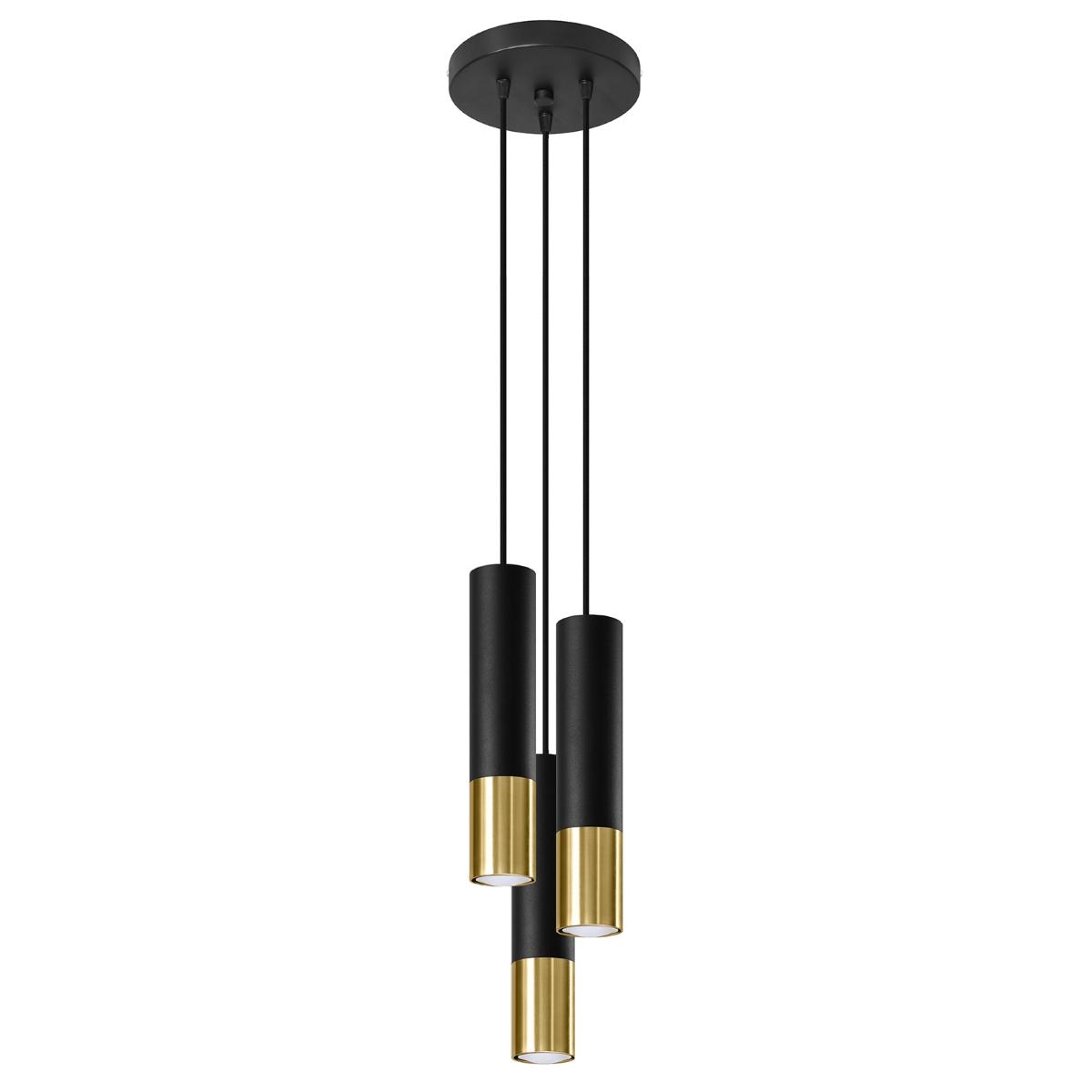 Sollux Lámpara colgante LOOPEZ 3P negro/dorado 