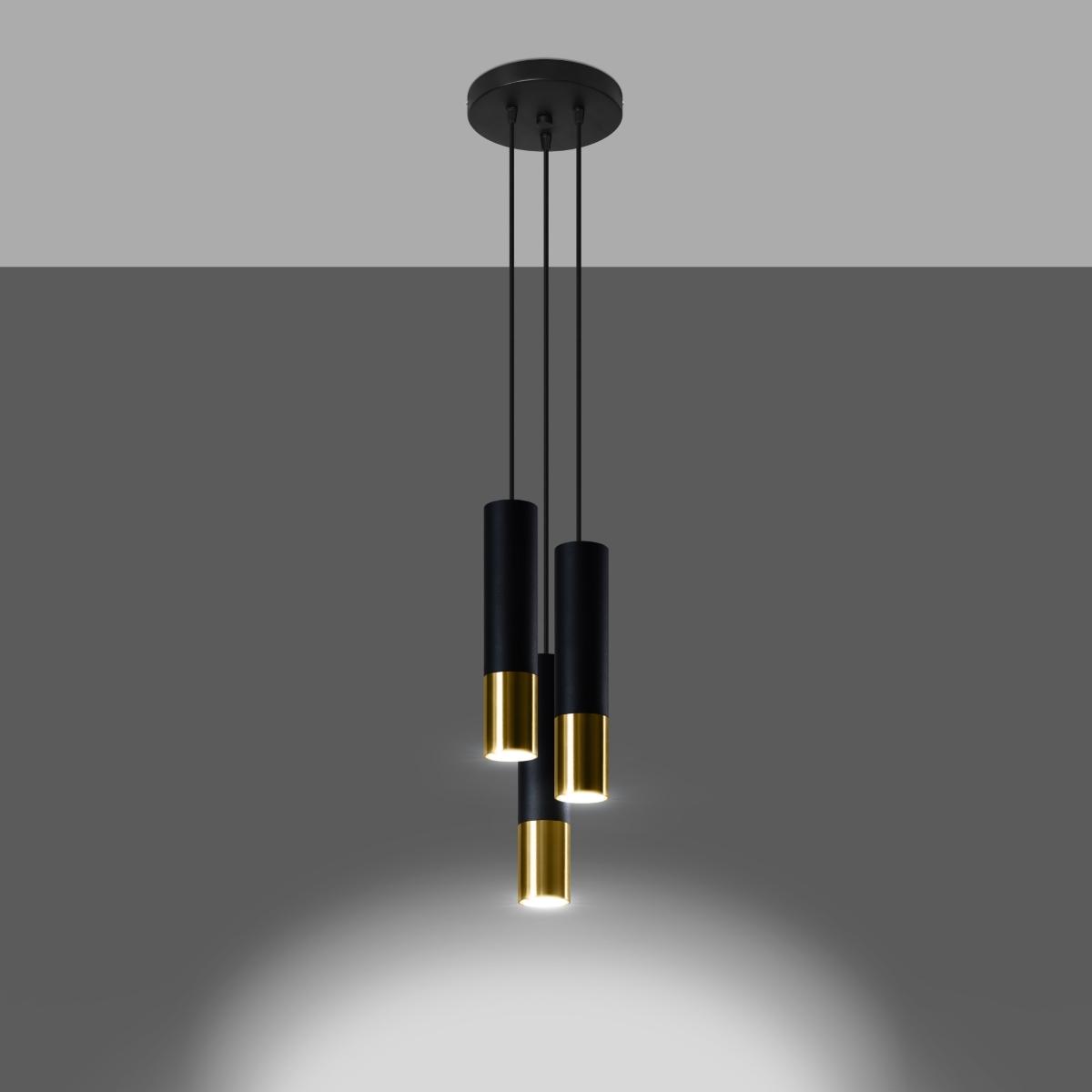 Sollux Lámpara colgante LOOPEZ 3P negro/dorado 