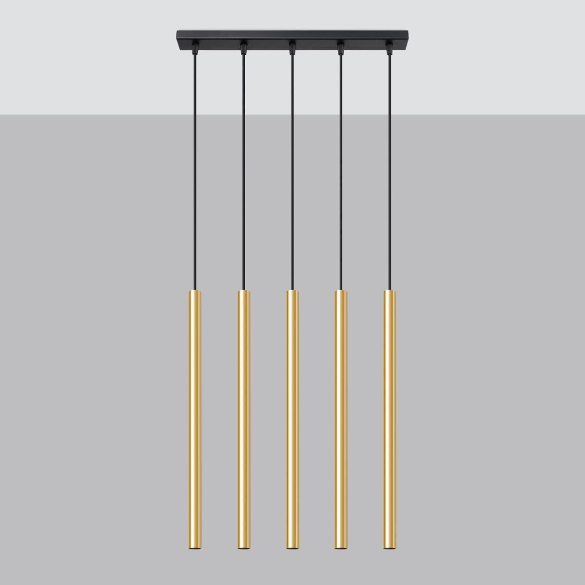 Sollux Lámpara colgante PASTELO 5L oro pulido 