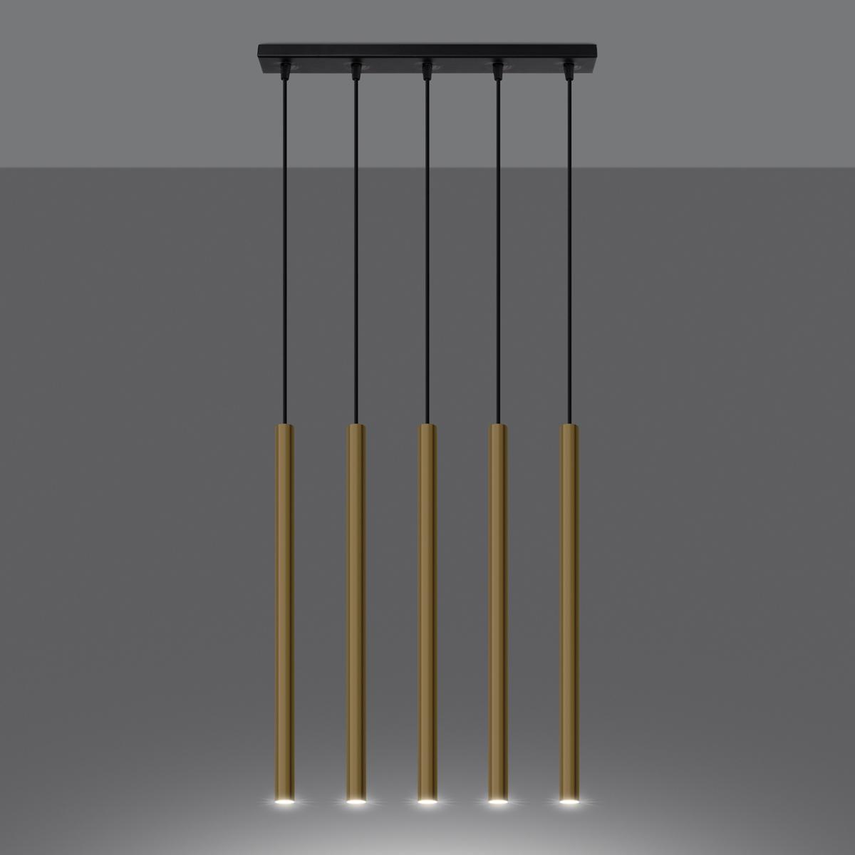 Sollux Lámpara colgante PASTELO 5L oro pulido 