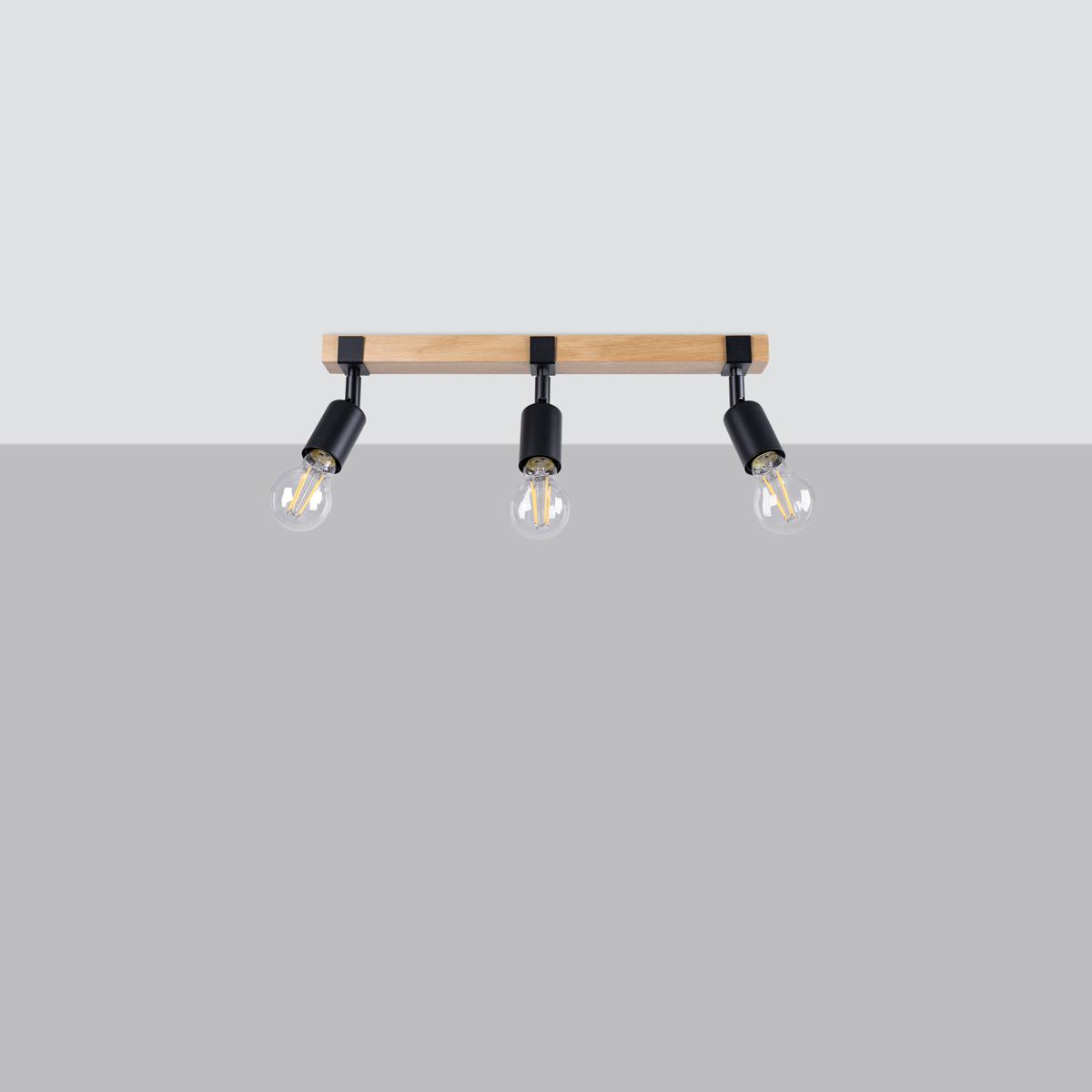 Sollux Lámpara de techo ZUCA 3 negra 