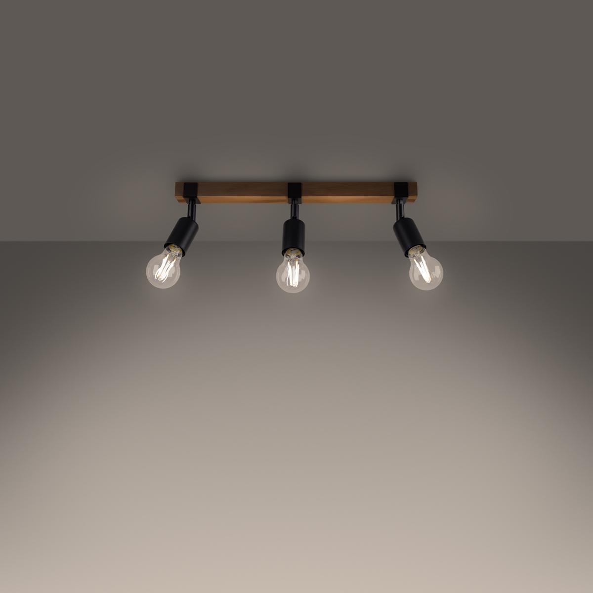 Sollux Lámpara de techo ZUCA 3 negra 