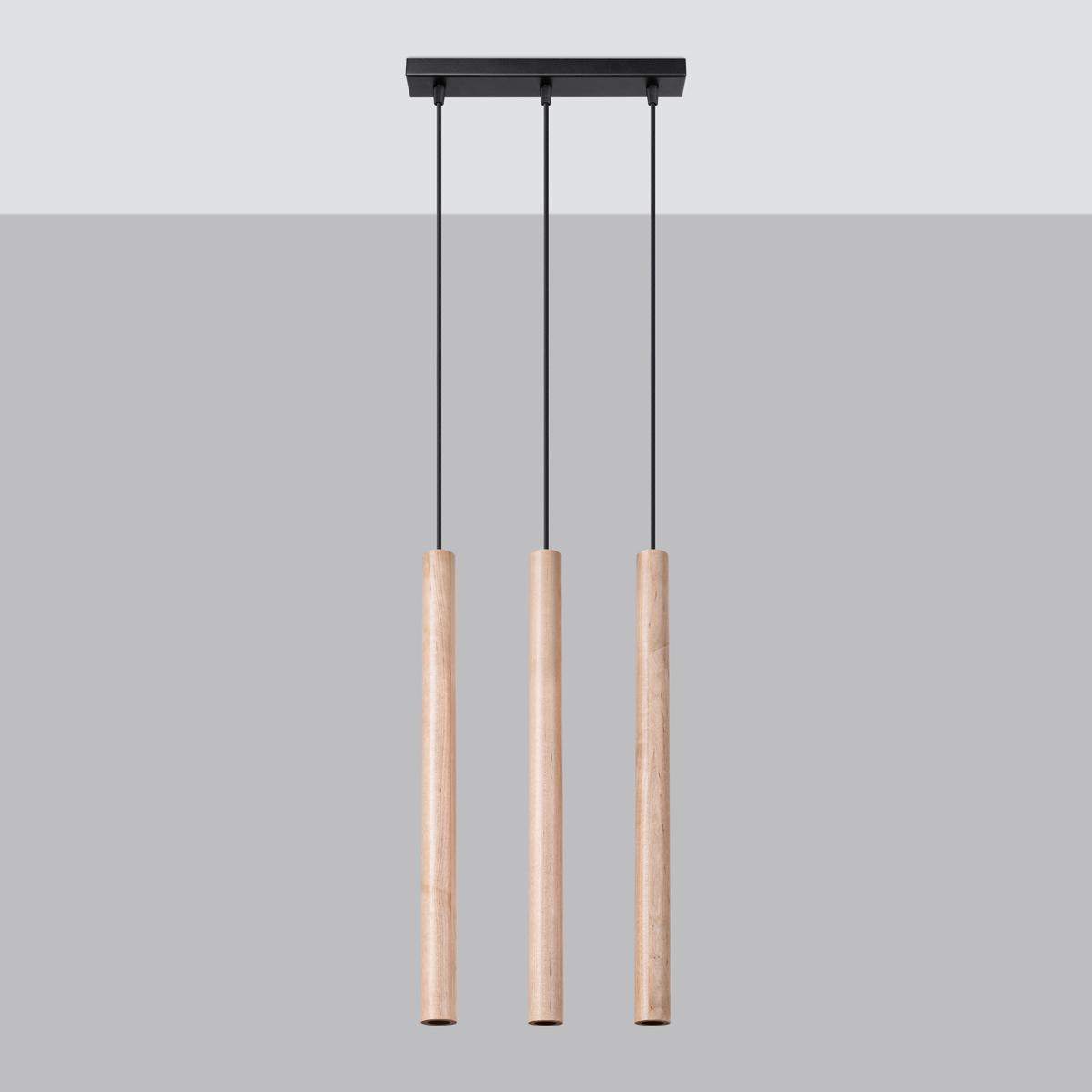 Sollux Lámpara colgante PASTELO 3L madera 