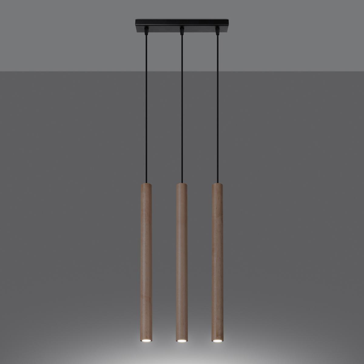 Sollux Lámpara colgante PASTELO 3L madera 