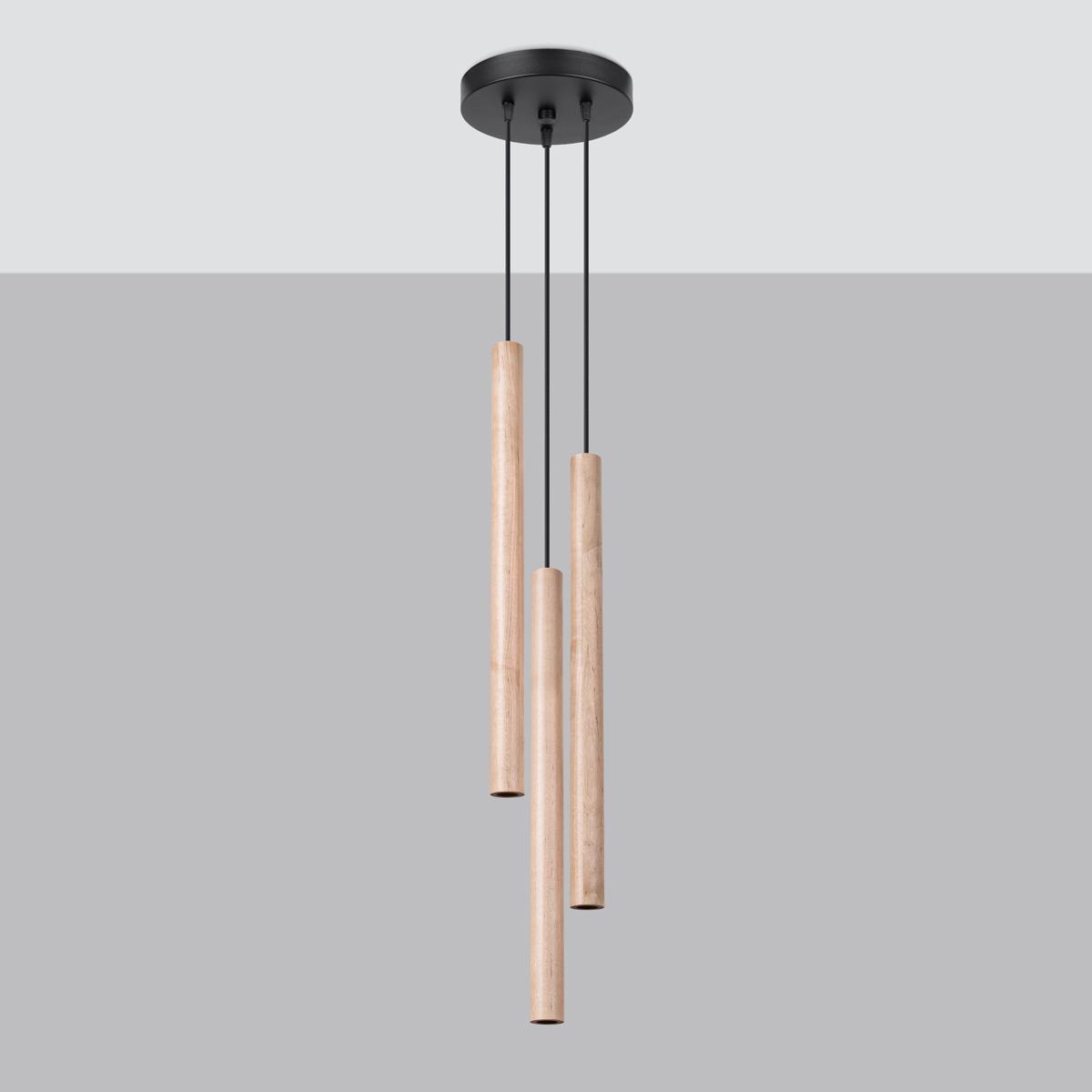 Sollux Lámpara colgante PASTELO 3P madera 