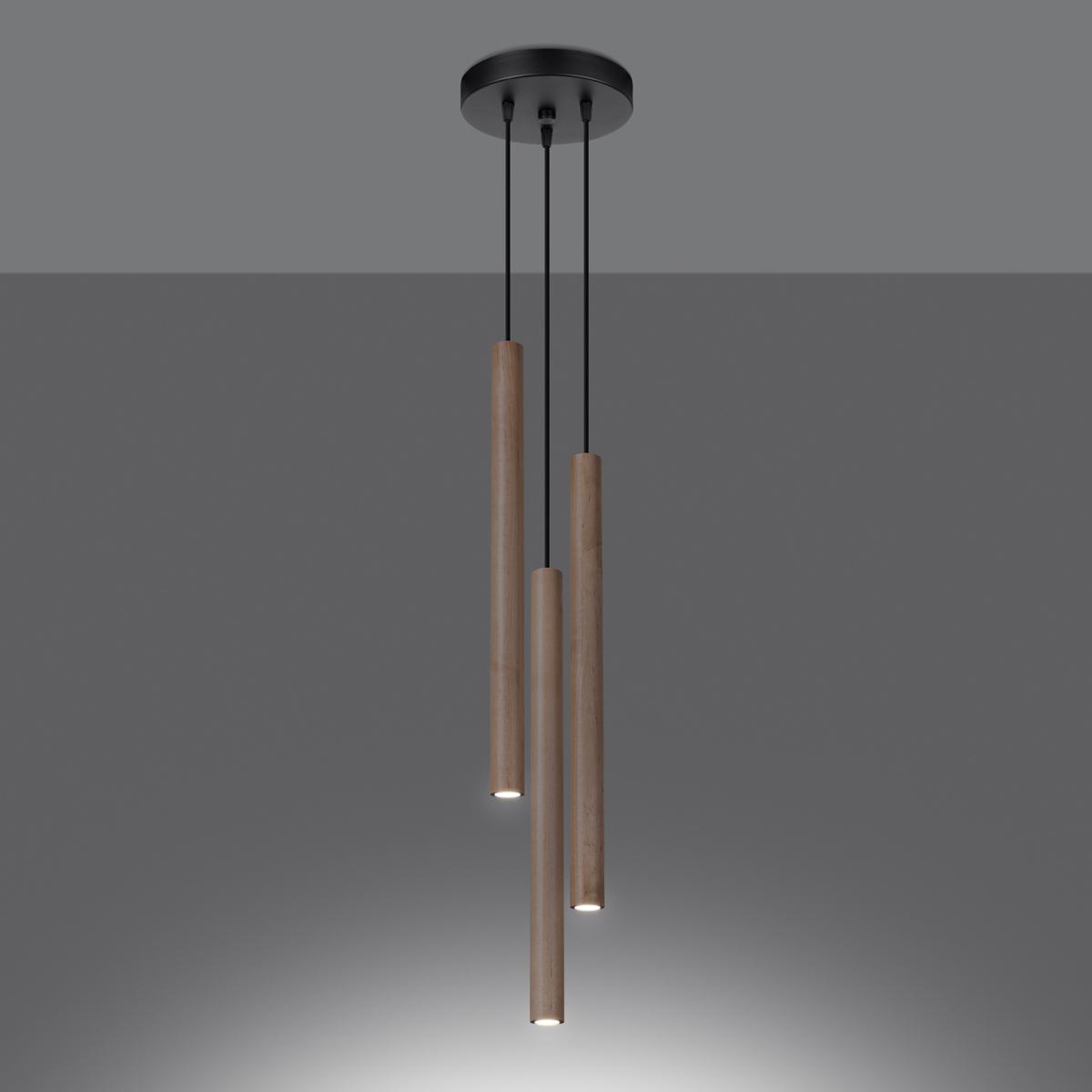 Sollux Lámpara colgante PASTELO 3P madera 