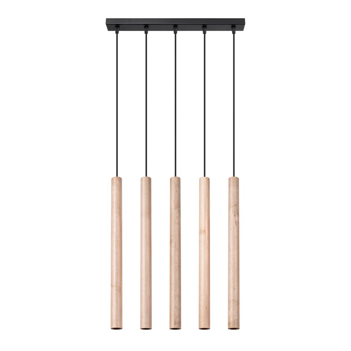 Sollux Lámpara colgante PASTELO 5L madera 