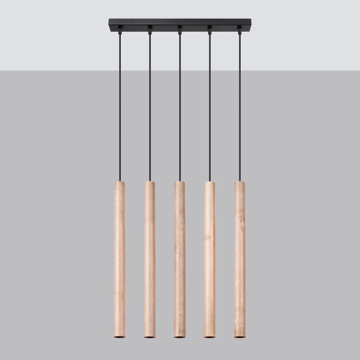 Sollux Lámpara colgante PASTELO 5L madera 