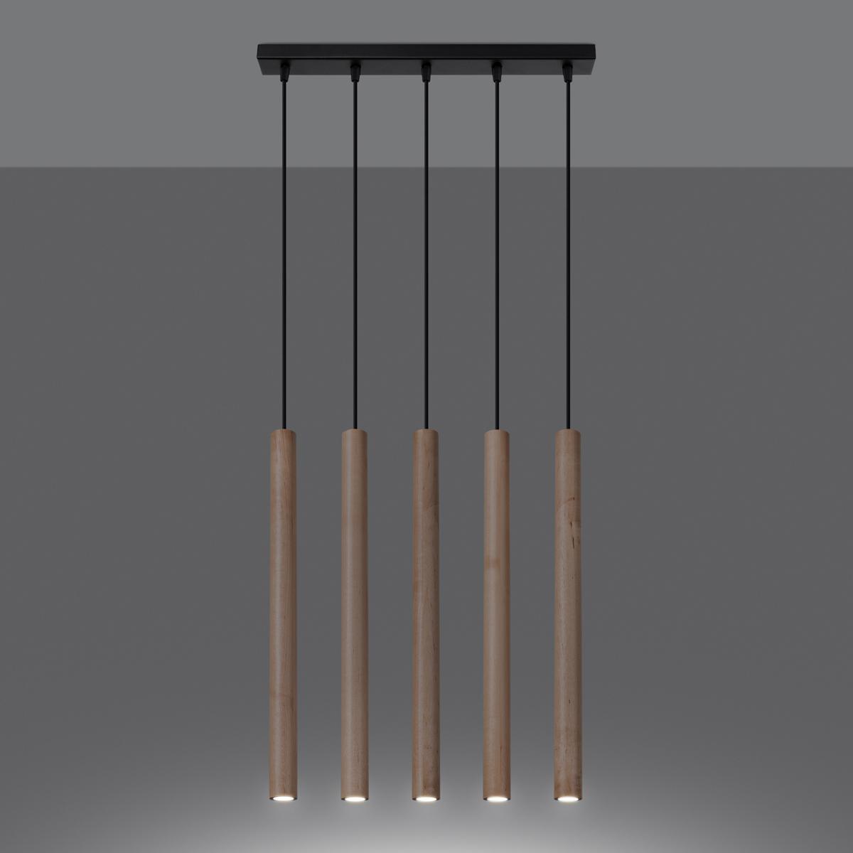 Sollux Lámpara colgante PASTELO 5L madera 