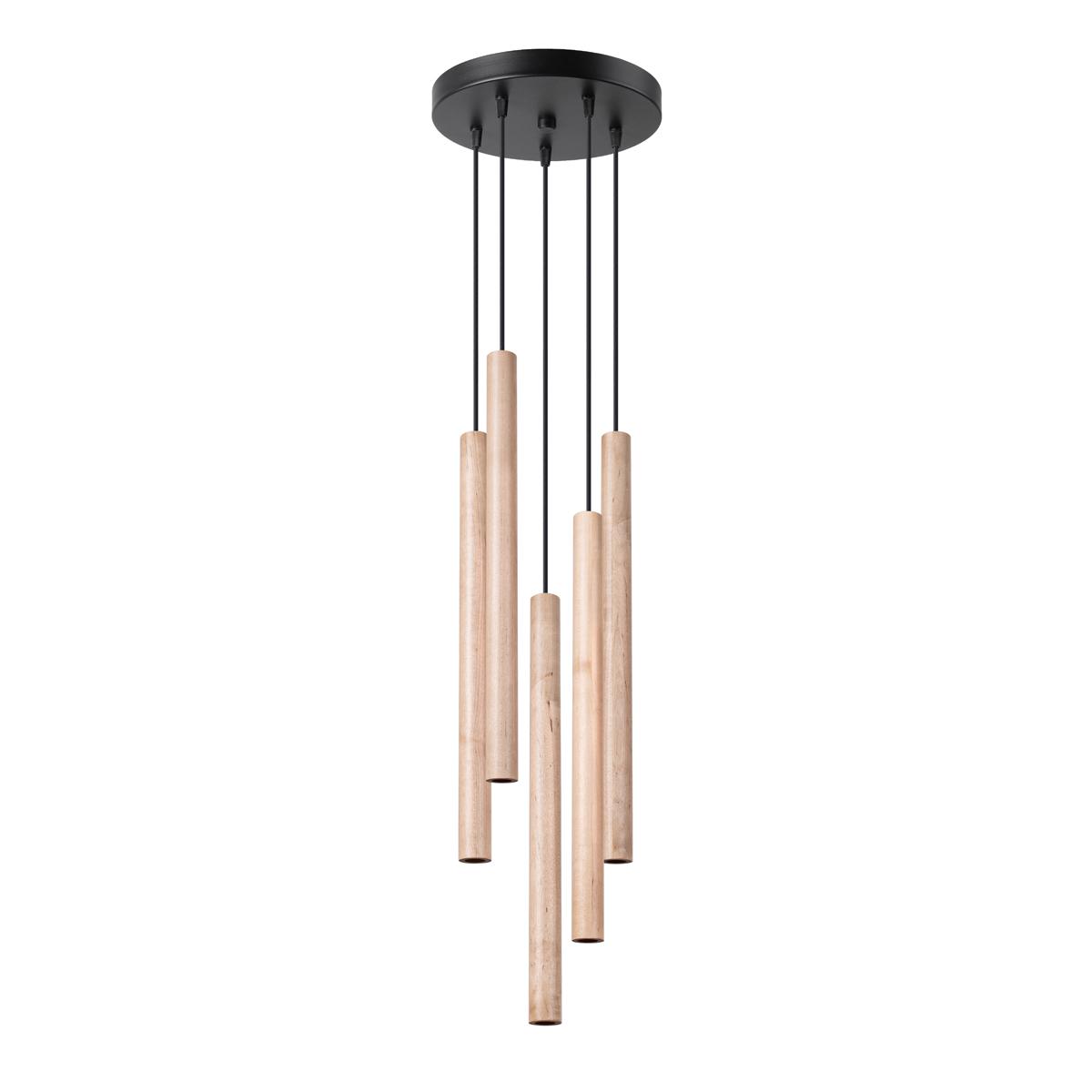 Sollux Lámpara colgante PASTELO 5P madera 