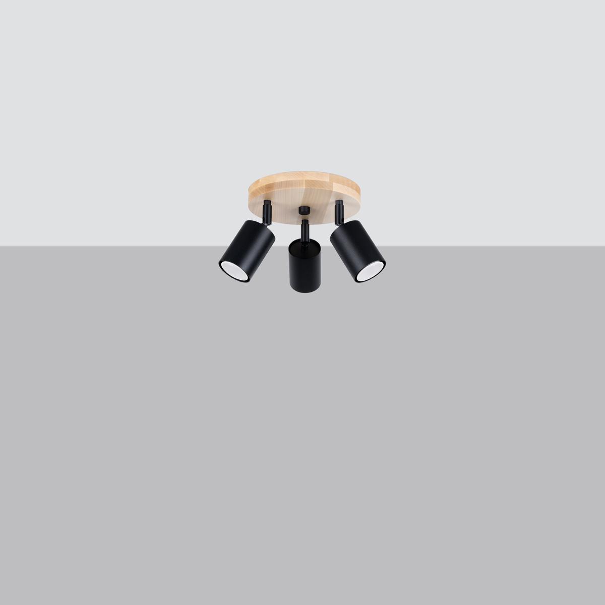 Sollux Plafón VERDO 3P negro 