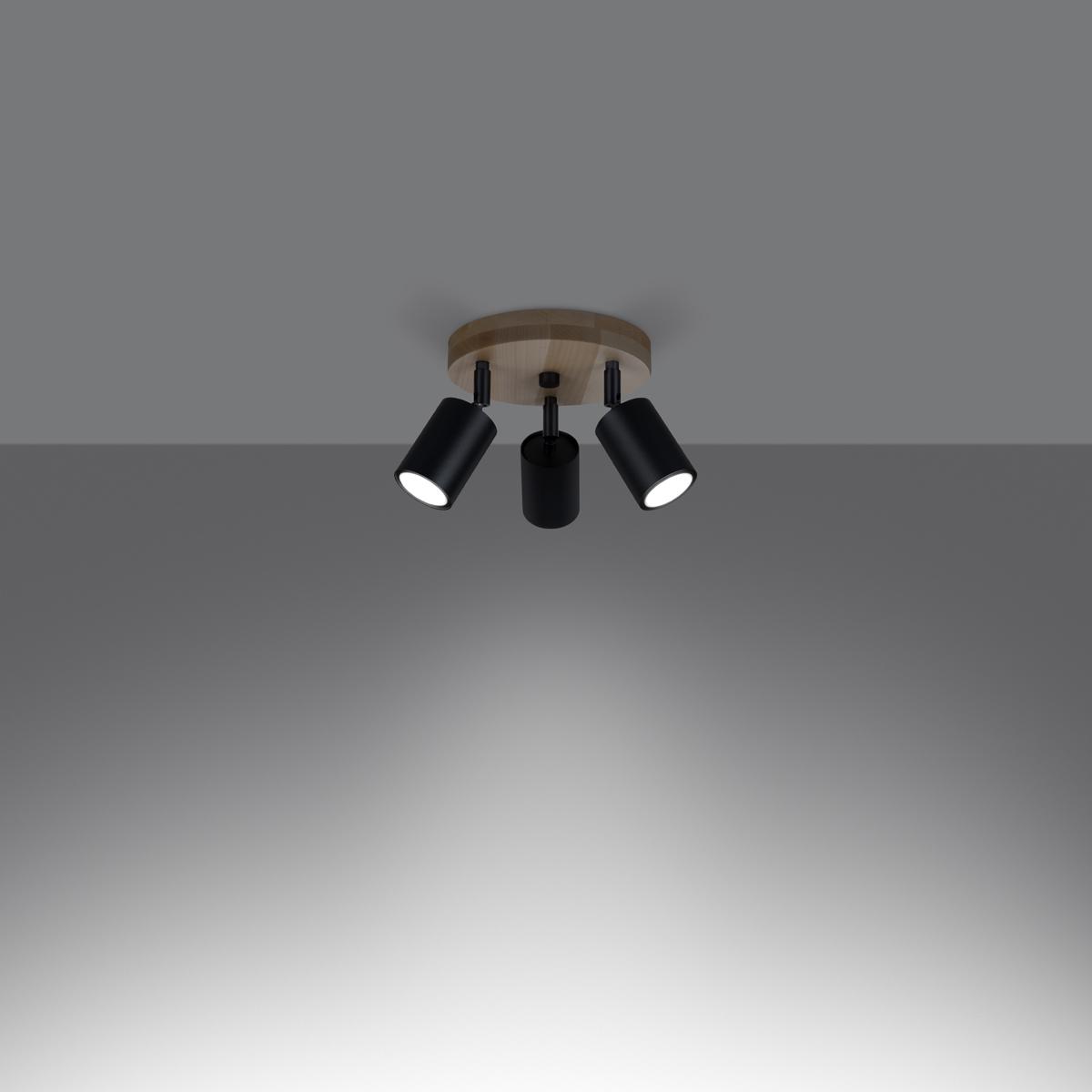 Sollux Plafón VERDO 3P negro 