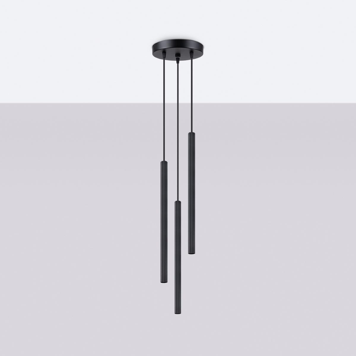 Sollux Lámpara colgante ARCHE 3P negra 