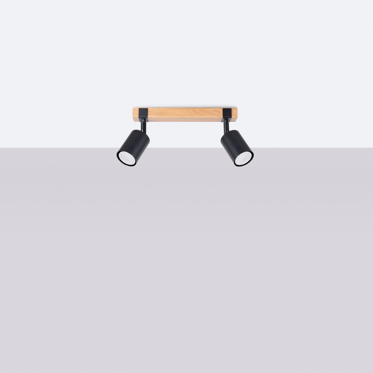 Sollux Lámpara de techo FAGER 2 negra 